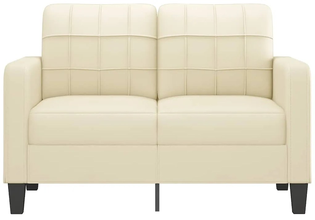Sofá de 2 lugares 120 cm couro artificial cor creme