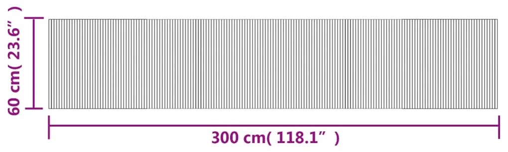 Tapete retangular 60x300 cm bambu cinzento