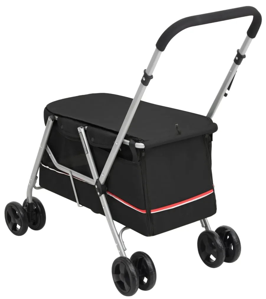 Carrinho dobrável para cães 100x49x96 cm tecido linho preto