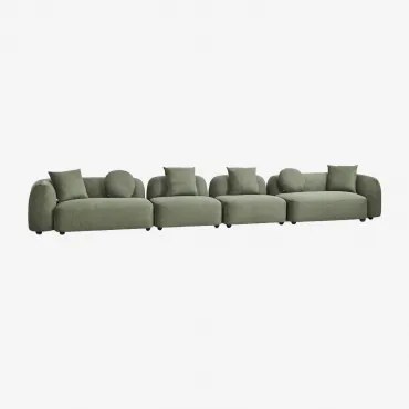 Sofá Modular De 4 Peças Em Chenille Coco Chenille Verde Sálvia - Sklum