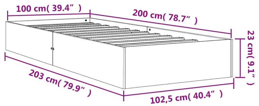 Cama sem colchão 100x200 cm pinho maciço castanho-mel