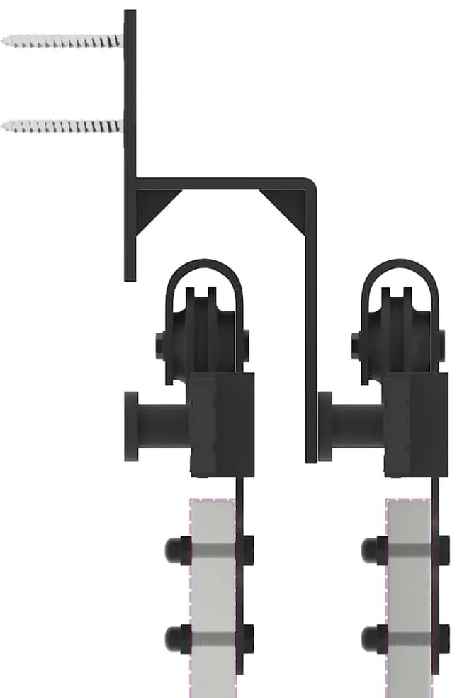 Kit de ferragens para porta deslizante 427 cm aço preto