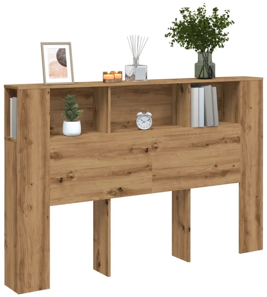 vidaXL Cabeceira de cama em carvalho artesanal 160x18,5x103,5 cm, madeira de engenharia