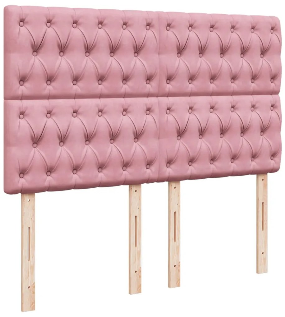 Cama com molas/colchão 160x200 cm veludo rosa