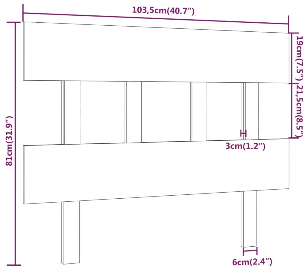 Cabeceira de cama 103,5x3x81 cm pinho maciço cinzento