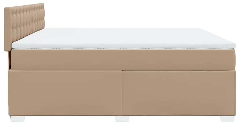 Cama com Molas/Colchão e Luzes Led - 200x200 cm - Couro Artificial Cap