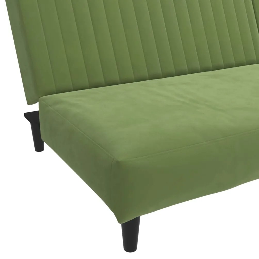 Sofá-cama de 2 lugares veludo verde-claro