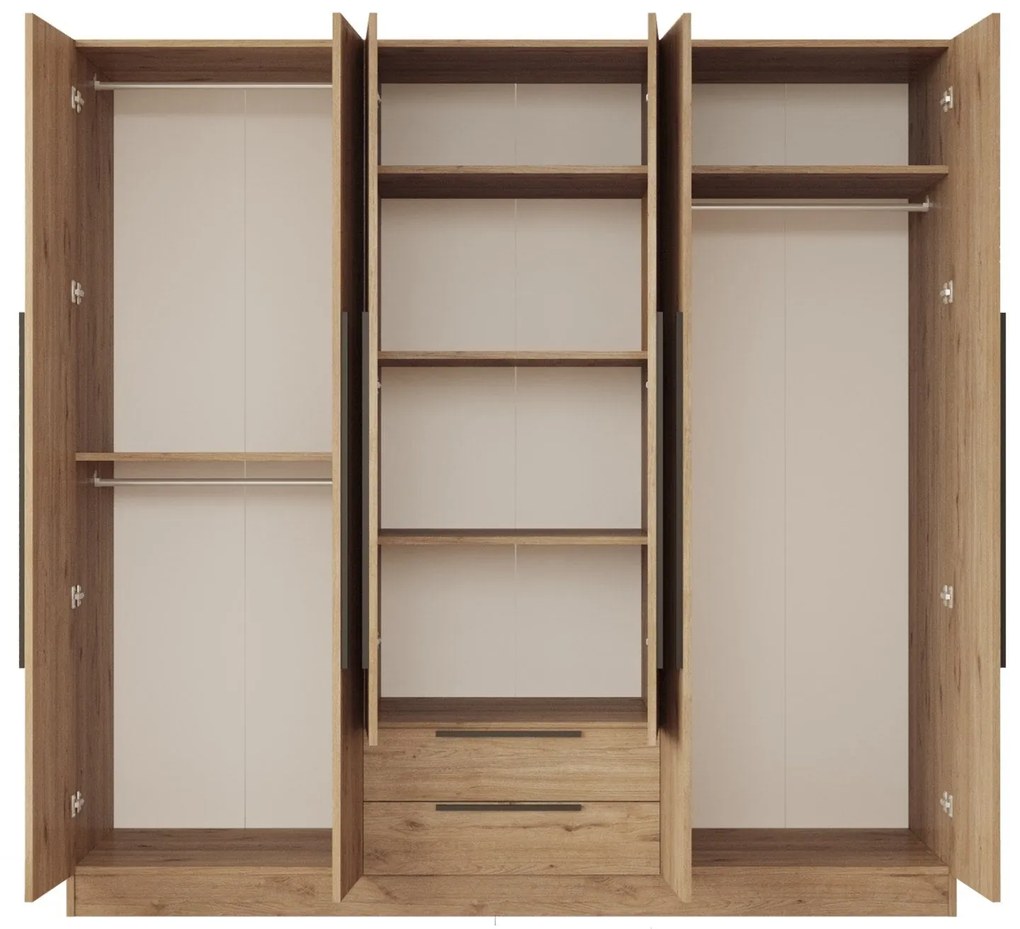 Roupeiro “Lorel” — 210x55x212,5 cm — Design Moderno em Nogueira com Pr