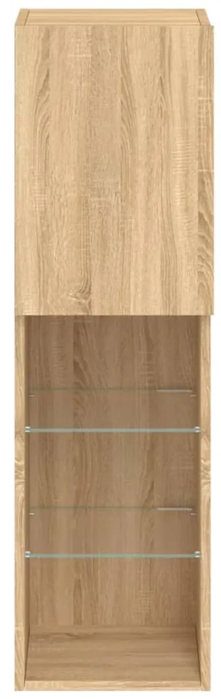 Móvel de TV com luzes LED 30,5x30x102 cm carvalho sonoma