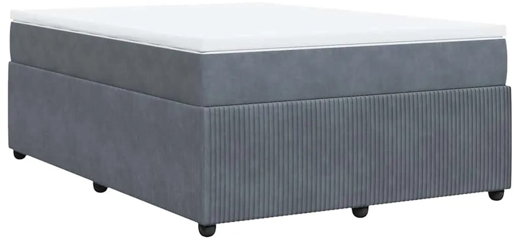 Cama com molas/colchão 140x200 cm veludo cinzento-escuro
