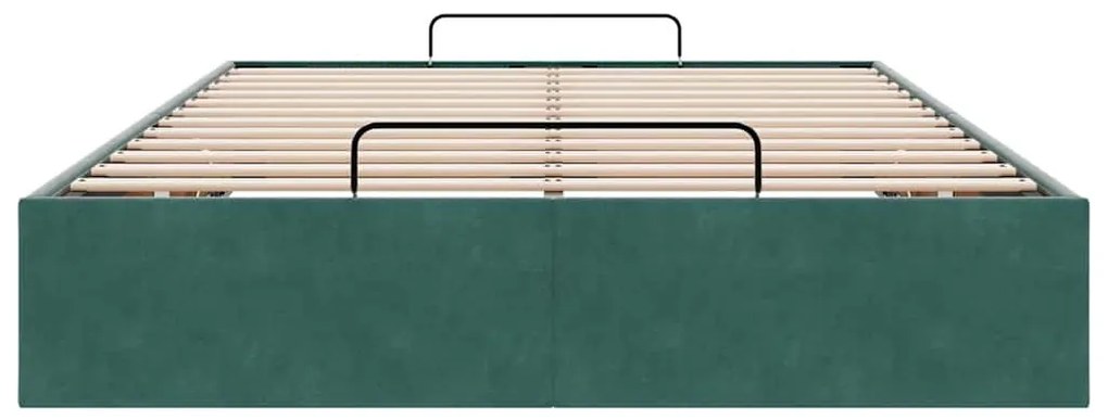 Otomano Bed Frame No Colchão Verde Escuro 120x200 cm Veludo