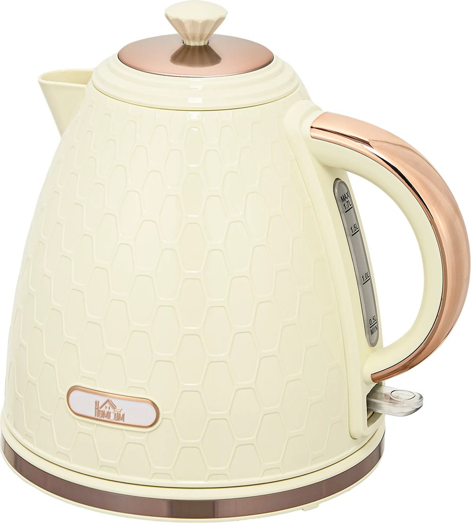 HOMCOM Chaleira, 2200W, Visor, Filtro, Aquecimento rápido, Bege | Aosom Portugal