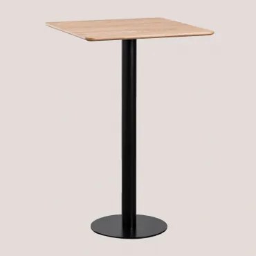 Mesa Alta De Bar Quadrada Em Chapa De Freixo Frappe ↔︎ 60 Cm & Preto - Sklum