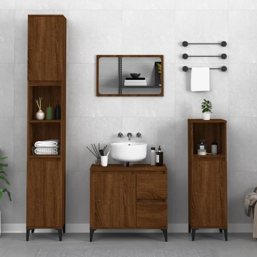 819803 vidaXL Armário WC 30x30x190 cm derivados de madeira carvalho castanho