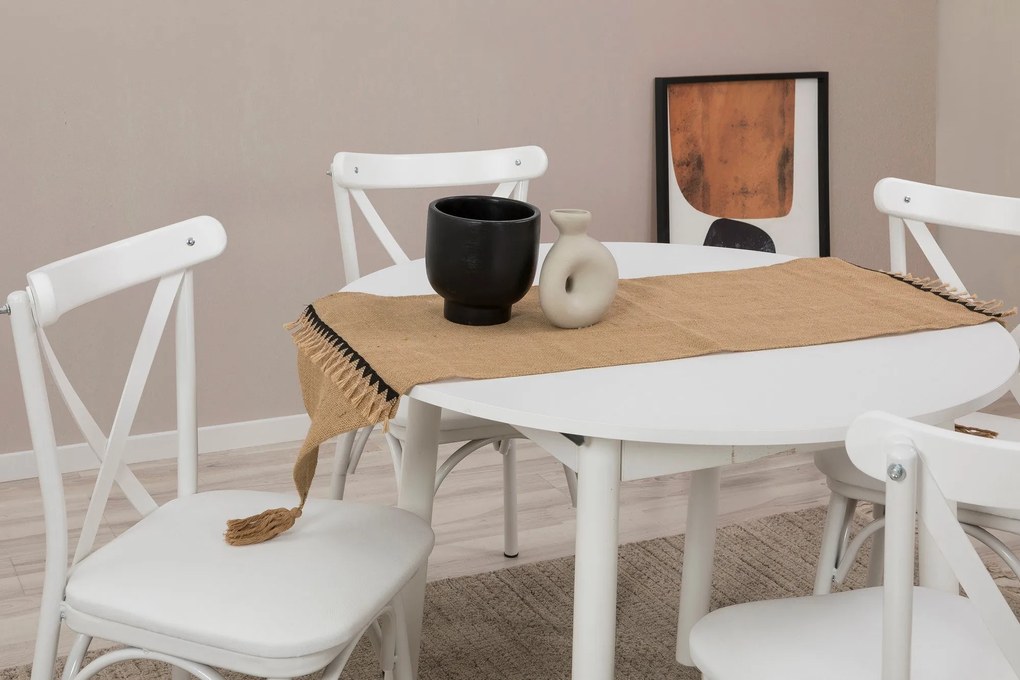 Conjunto de Mesa de Jantar Extensível Oliver – Branco – Mesa: 100x75x1
