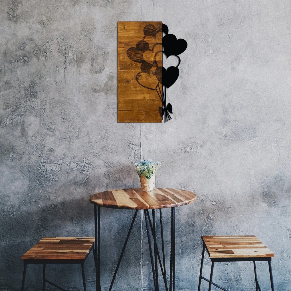 Acessório Decorativo de Parede Love Metal – Nogueira e Preto – 39 x 58