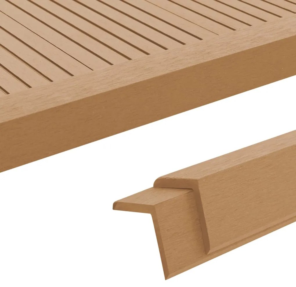 vidaXL Perfis angulares p/ pavimento em WPC 5 pcs 170 cm cor de teca