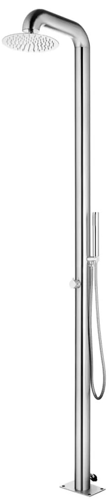 vidaXL Chuveiro de jardim 225 cm aço inoxidável