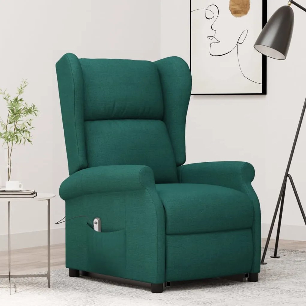 Poltrona elevatória tecido verde-escuro