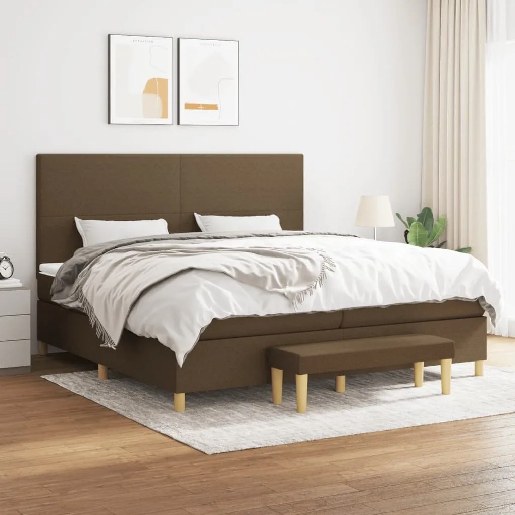 vidaXL Cama com molas/colchão 200x200 cm tecido castanho-escuro