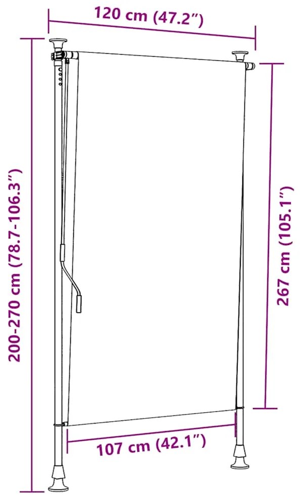 Estore de rolo para exterior 120x270 cm antracite