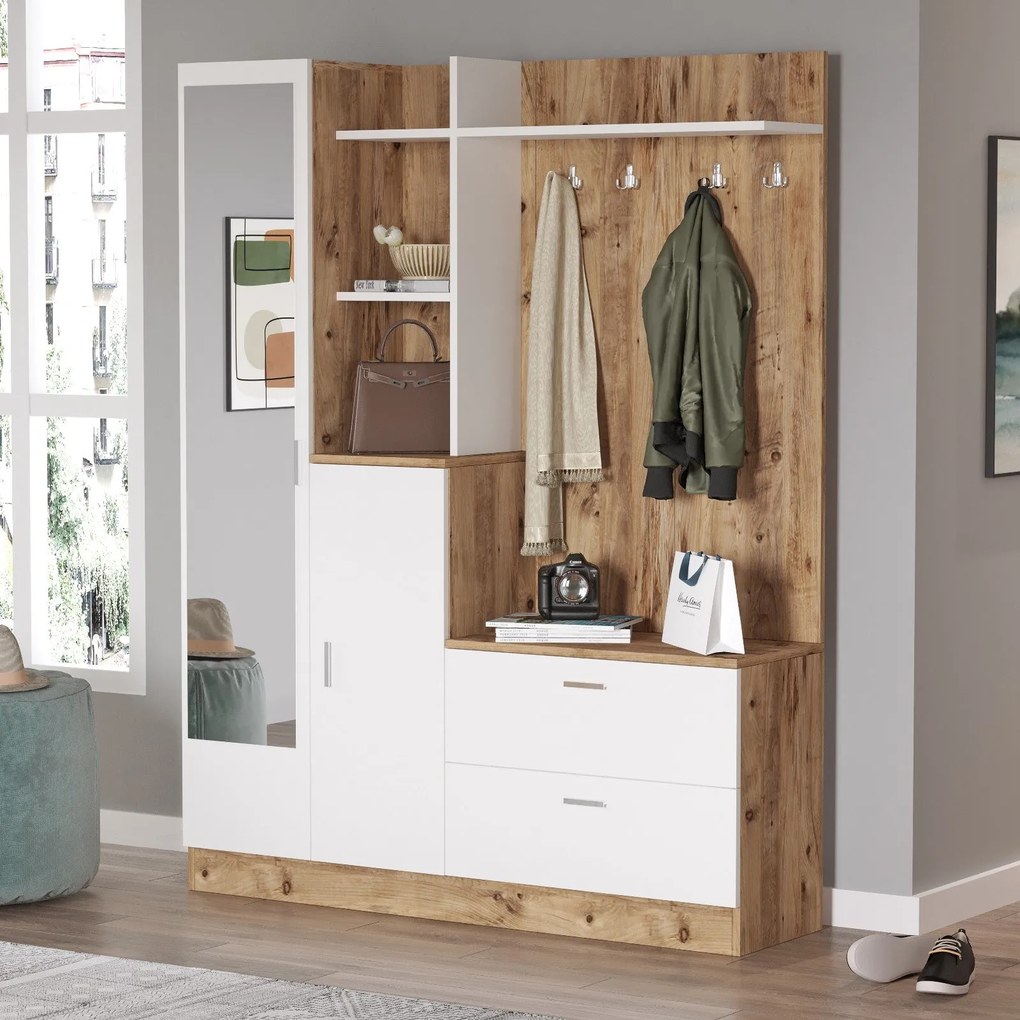 Hall Stand DD5 – Atlantic Pine White – 140x181,8x36,8 cm
