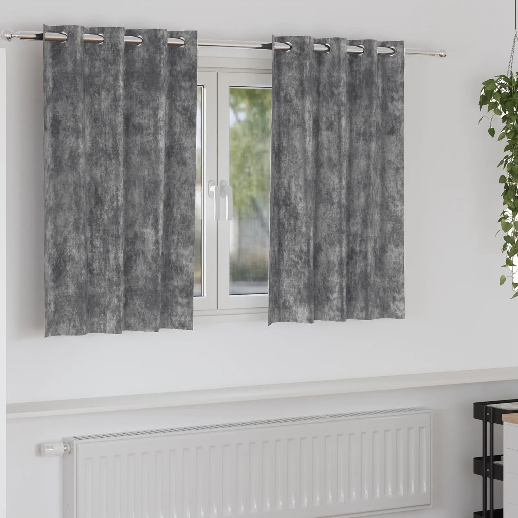 vidaXL Cortinas 2 pcs com Ilhós Cinza 140x140 cm
