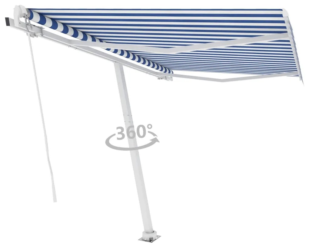 Toldo retrátil manual independente 300x250 cm azul e branco