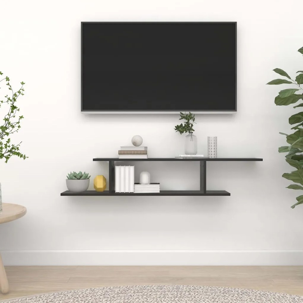 vidaXL Prateleira TV parede 125x18x23 cm derivados madeira preto