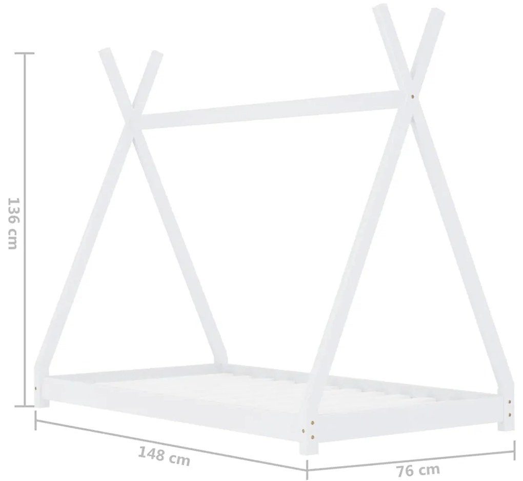 Estrutura de cama para crianças 70x140 cm pinho maciço branco