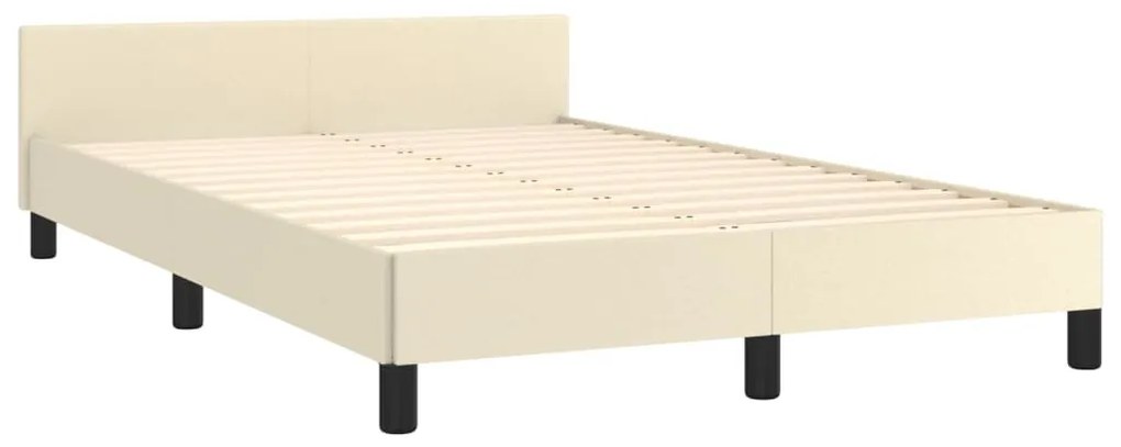 Estrutura de Cama Salu com Cabeceira em Couro Artificial Creme - 120x2