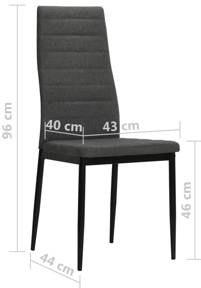 Cadeiras de jantar 6 pcs tecido cinzento-escuro