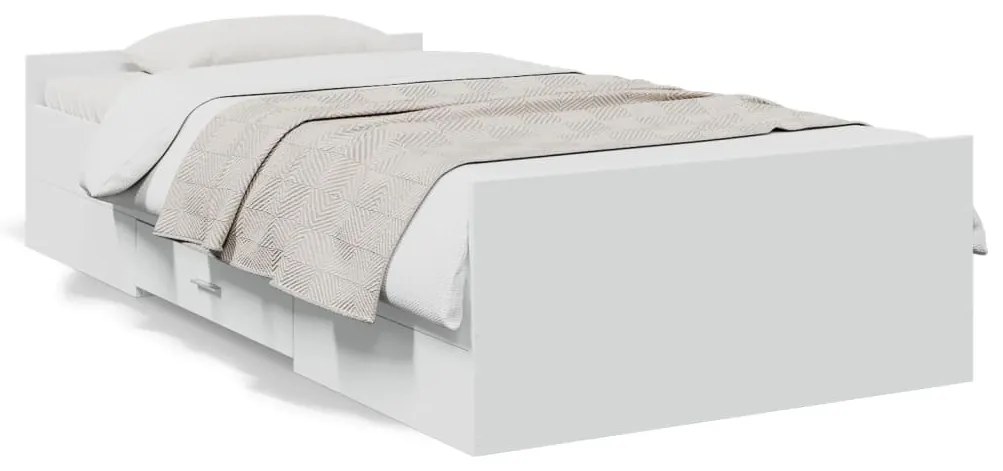 vidaXL Estrutura cama c/ gavetas 75x190 cm derivados de madeira branco