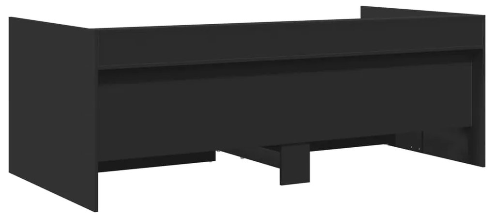 Sofá-cama com gavetas sem colchão 90x190 cm preto