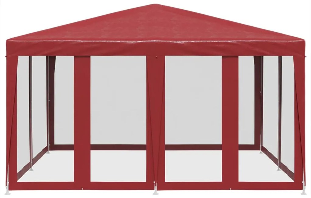 Tenda p/ festas c/ 8 paredes laterais malha 4x4 m PEAD vermelho