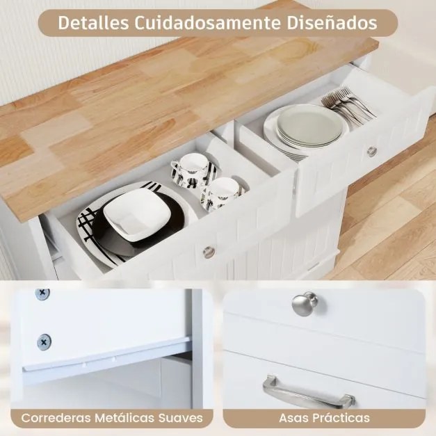 Armário para cozinha 100 x 33 x 90 cm com caixote do lixo oculto duplo rebatível, tampa de madeira e tábua de cortar e 2 gavetas estilo rústico Natura