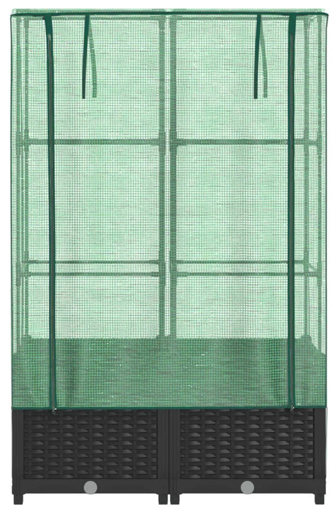 Canteiro elevado com cobertura de estufa aspeto de vime