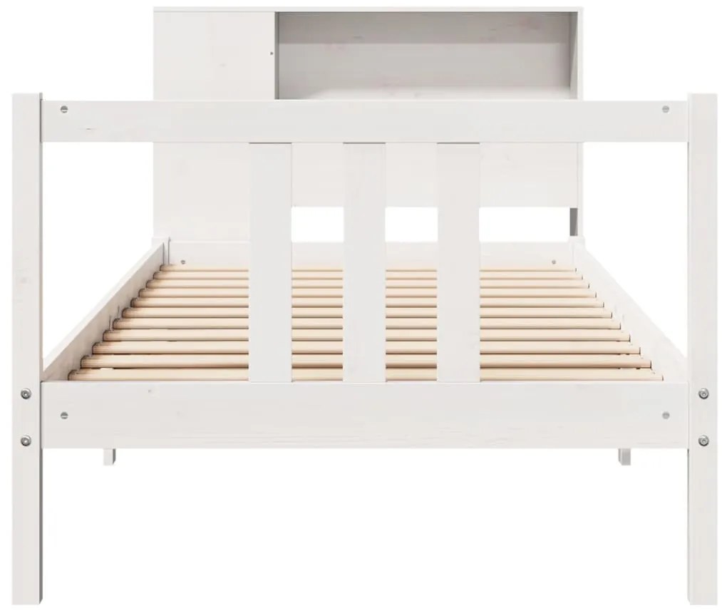 Cama com estante sem colchão 90x200 cm pinho maciço branco