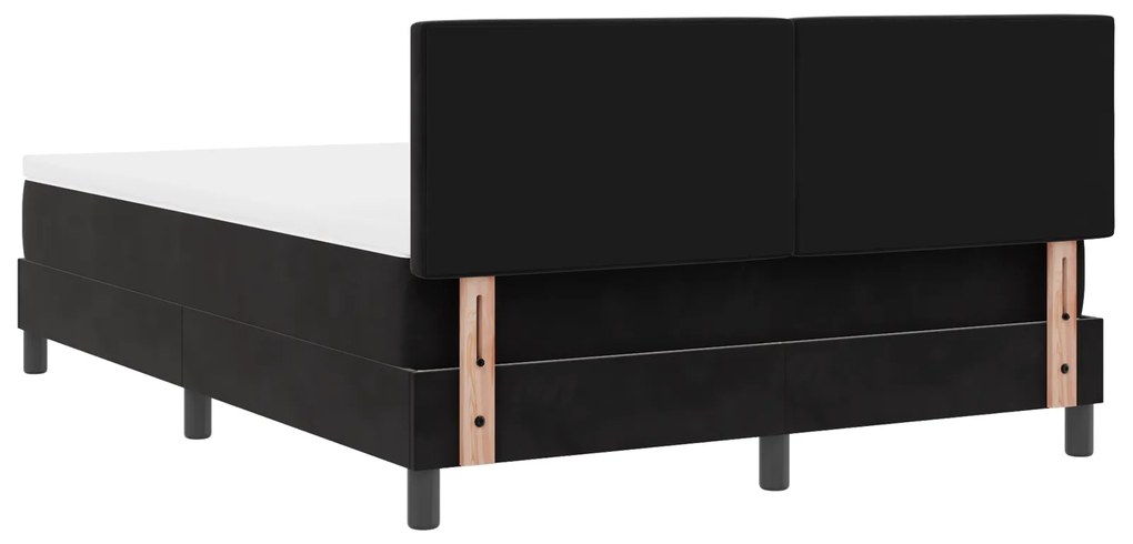 Cama Box Spring vidaXL com Colchão Preto 160x200 cm Veludo