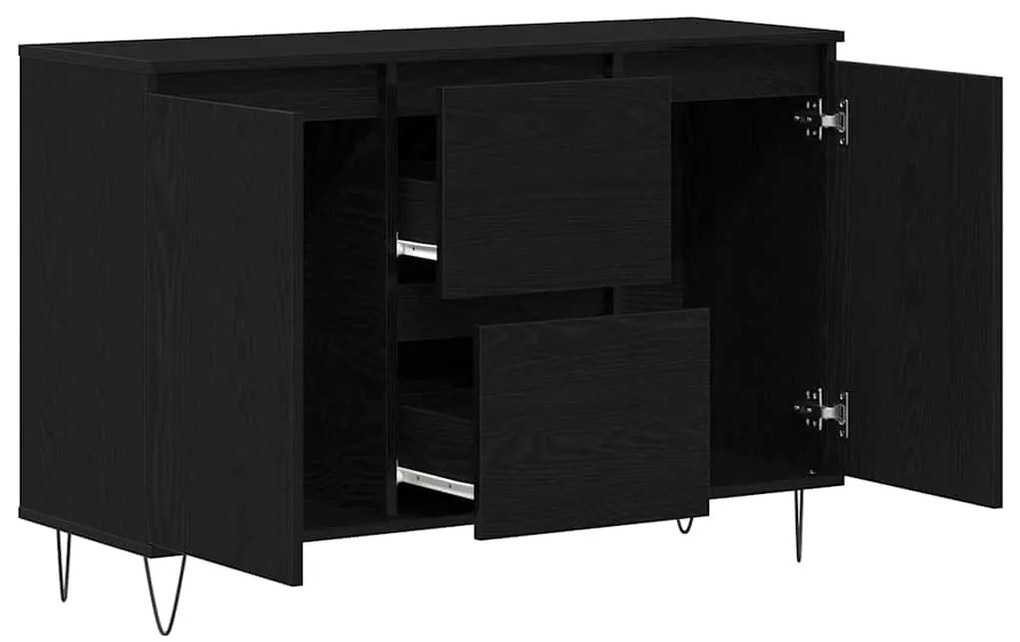 Buffet vidaXL Madeira de Carvalho Preto 101,5x35x70 cm