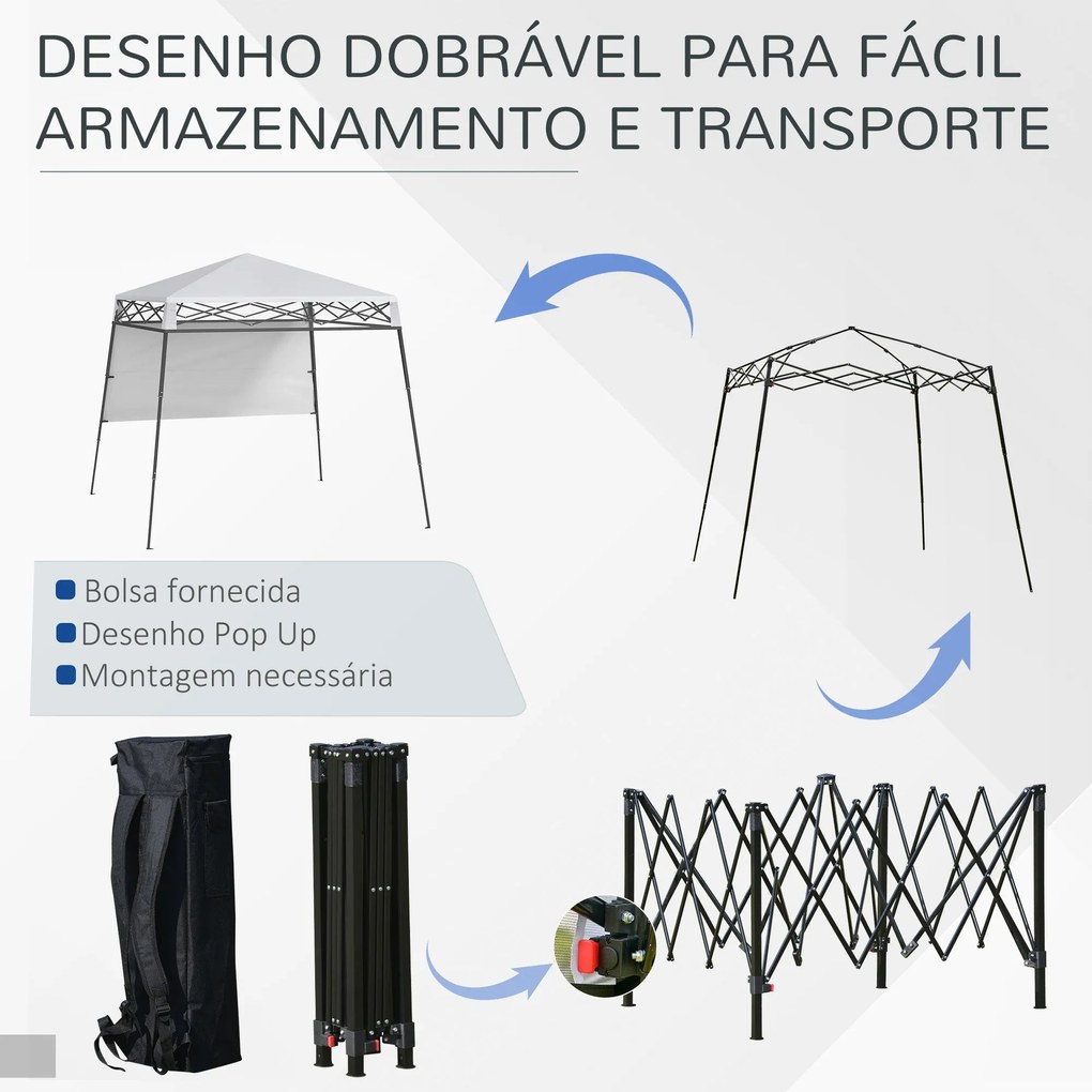 Outsunny Tenda Dobrável 220x220x200 cm Tenda Dobrável com 1 Parede Lat