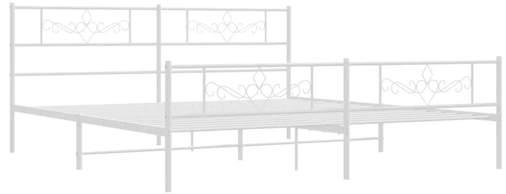 Estrutura de cama com cabeceira e pés 193x203 cm metal branco