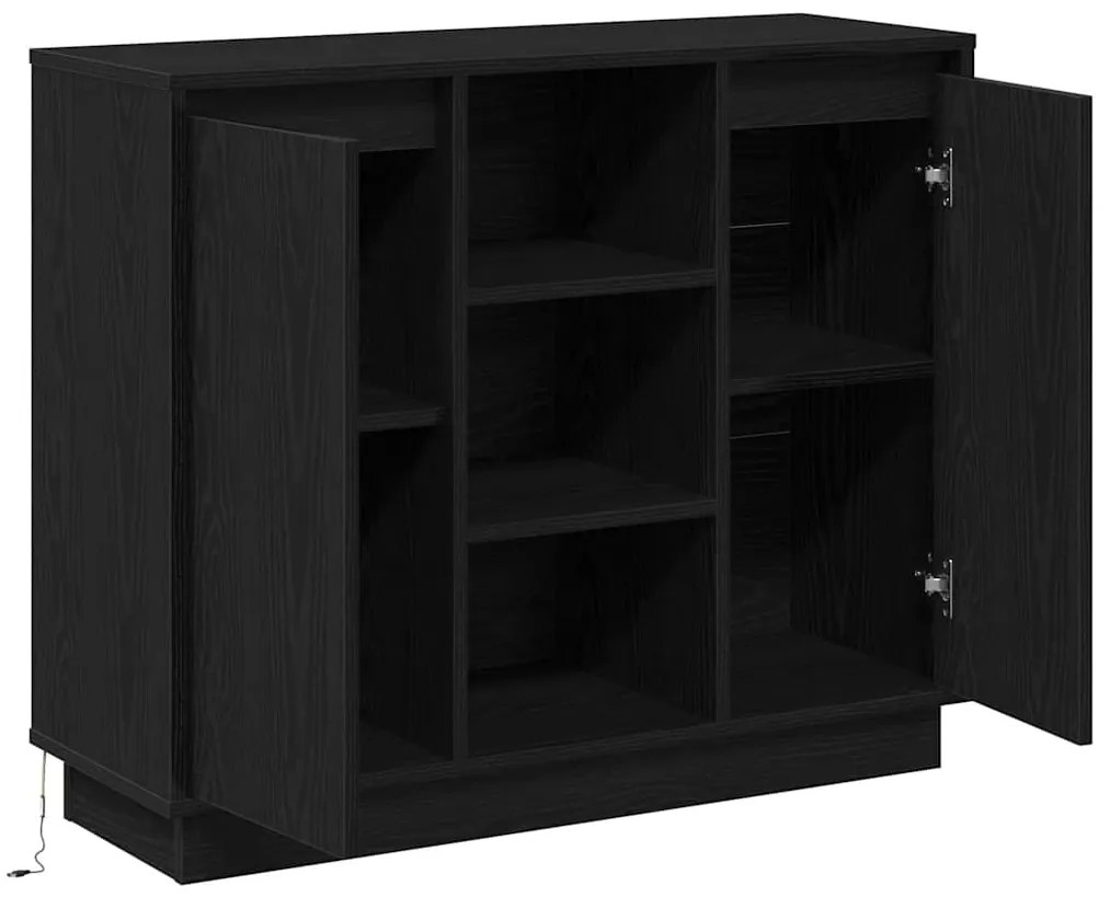 Sideboard com LED Carvalho Preto 90x32x75 cm Madeira de Engenharia