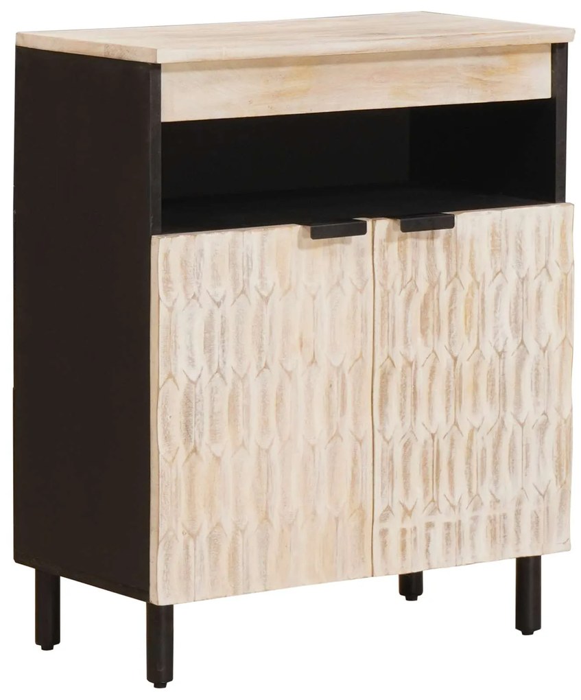 vidaXL Buffet com porta Acabamento em Wash Branco 60 x 33 x 75 cm