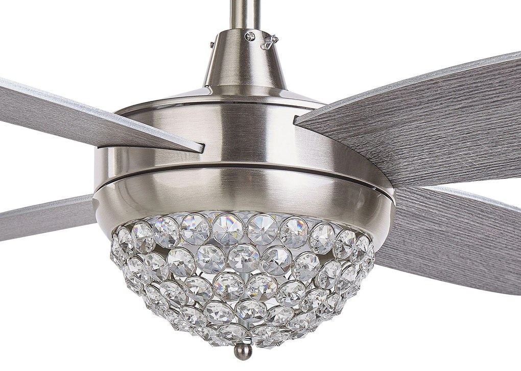 Ventoinha de teto prateada e cinzenta com luz LED ZARQA Beliani