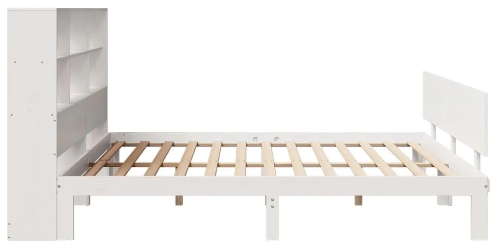 Cama com estante sem colchão 180x200 cm pinho maciço branco