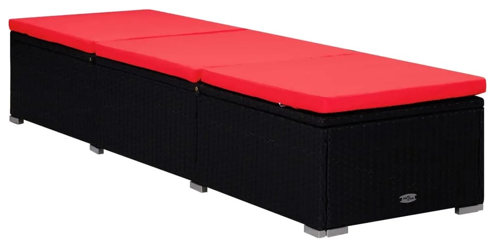 Espreguiçadeira com almofadão e mesa de centro vime PE vermelho