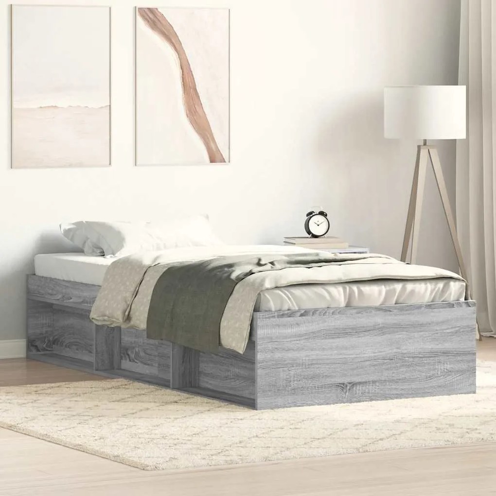 Estrutura de cama 100x200 cm cinzento sonoma