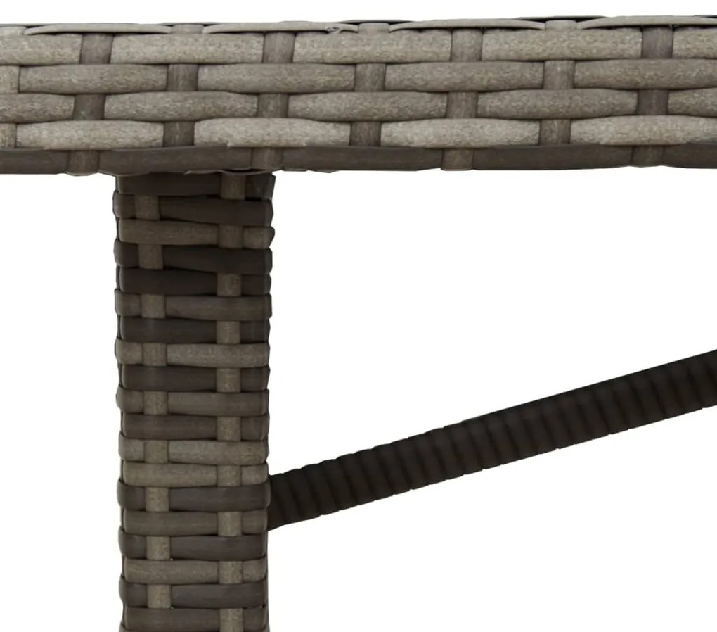 Mesa de jardim com tampo de vidro 190x80x74 cm vime PE cinza