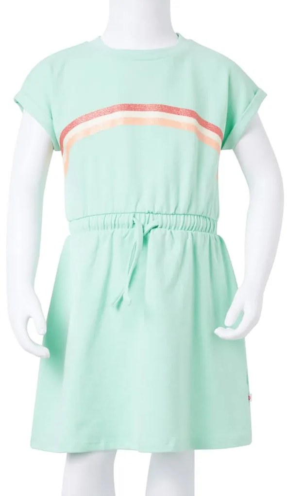 Vestido de criança com cordão verde brilhante 92
